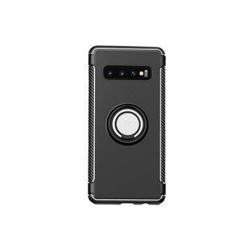 Microcase Samsung Galaxy S10 Yüzük Standlı Armor Silikon Siyah Kılıf