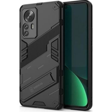 Microcase Xiaomi Mi 12 Pro Matrix Serisi Armor Stand Siyah Kılıf