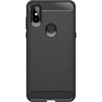 Microcase Xiaomi Mi Mix 3 Brushed Carbon Fiber Silikon TPU Siyah Kılıf