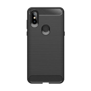 Microcase Xiaomi Mi Mix 3 Brushed Carbon Fiber Silikon TPU Siyah Kılıf