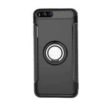 Microcase Xiaomi Redmi 6 Yüzük Standlı Armor Siyah Silikon Kılıf