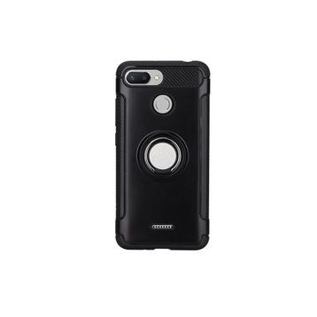 Microcase Xiaomi Redmi 6 Yüzük Standlı Armor Siyah Silikon Kılıf