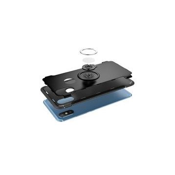 Microcase Xiaomi Redmi 6 Yüzük Standlı Armor Siyah Silikon Kılıf
