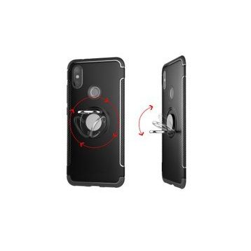 Microcase Xiaomi Redmi 6 Yüzük Standlı Armor Siyah Silikon Kılıf