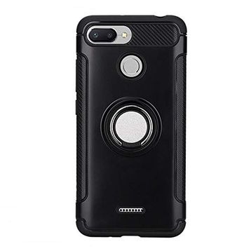Microcase Xiaomi Redmi 6 Yüzük Standlı Armor Siyah Silikon Kılıf