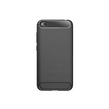 Microcase Xiaomi Redmi Go Brushed Carbon Fiber TPU Siyah Silikon Kılıf