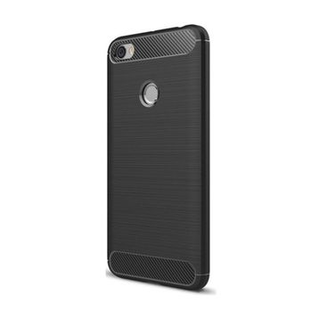 Microcase Xiaomi Redmi Note 5A Prime Brushed Carbon Fiber Silikon Tempered Cam + Kılıf