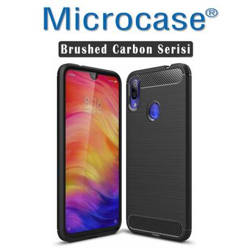 Microcase Xiaomi Redmi Note 7 Brushed Carbon Fiber Silikon TPU Siyah Kılıf