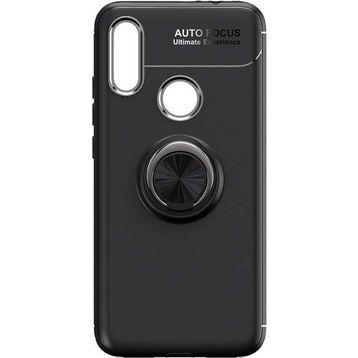Microcase Xiaomi Redmi Note 7 Focus Serisi Yüzük Standlı Siyah Silikon Kılıf