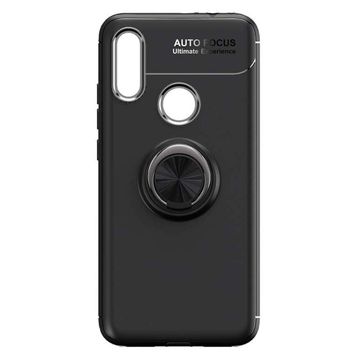 Microcase Xiaomi Redmi Note 7 Focus Serisi Yüzük Standlı Siyah Silikon Kılıf