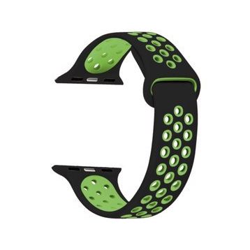 Microsonic 25981 Apple Watch Series 2 38 mm Yeşil Siyah Yeşil Rainbow Sport Band Kordon
