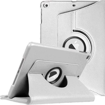 Microsonic Apple iPad 9.7 2018 A1893-A1954 360 Dönerli Stand Deri Gümüş Kılıf