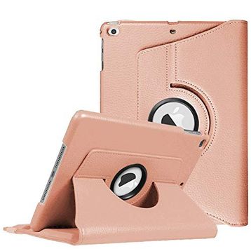 Microsonic Apple iPad 9.7 2018 A1893-A1954 360 Dönerli Stand Deri Rose Gold Kılıf