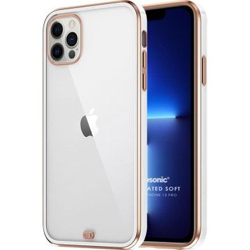 Microsonic Apple iPhone 13 Pro Laser Plated Soft Beyaz Cep Telefonu Kılıfı