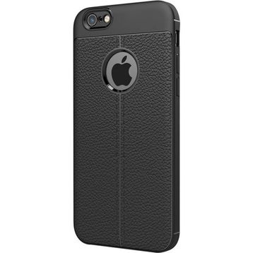 Microsonic Apple iPhone 6S Plus Suni Deri Dokulu Silikon Siyah Kılıf