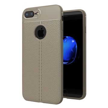 Microsonic Apple iPhone 7 Plus Suni Deri Dokulu Silikon Siyah Kılıf