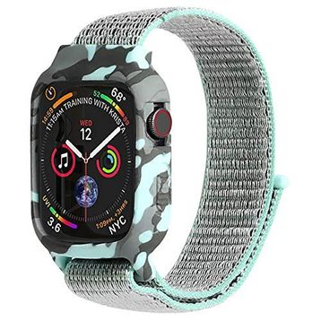 Microsonic Apple Watch Series 4 44 mm Camouflage Armor Pro Turkuaz Kordon