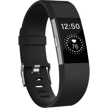 Microsonic Fitbit Charge 2 için Silicone Sport Band Siyah Kordon