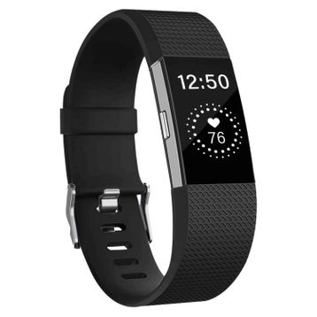 Microsonic Fitbit Charge 2 için Silicone Sport Band Siyah Kordon