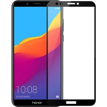 Microsonic Huawei Y7 2018 Tam Kaplayan Temperli Cam Film Siyah Cep Telefonu Ekran Koruyucusu