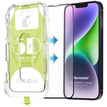 Microsonic iPhone Uyumlu 13 Magic Uygulama Aparatlı Tam Kapatan Siyah Ekran Koruyucu
