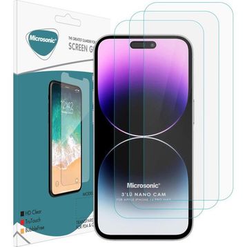 Microsonic iPhone Uyumlu 14 Pro Max Screen Protector Nano Glass 3 Adet Cam Ekran Koruyucu