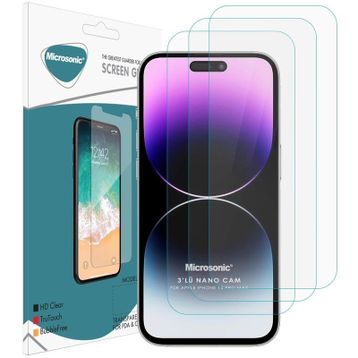 Microsonic iPhone Uyumlu 14 Pro Max Screen Protector Nano Glass 3 Adet Cam Ekran Koruyucu