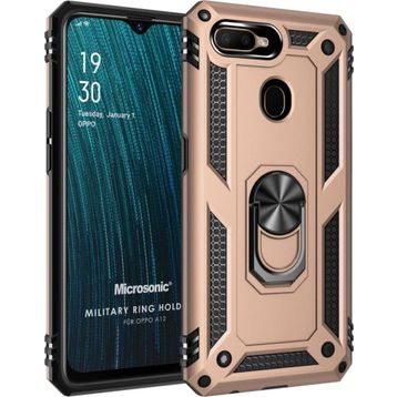 Microsonic Oppo A12 Military Ring Holder Gold Cep Telefonu Kılıfı