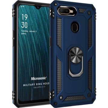 Microsonic Oppo A12 Military Ring Holder Lacivert Cep Telefonu Kılıfı