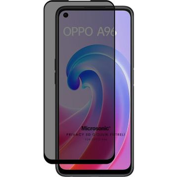 Microsonic Oppo A96 4G Privacy 5D Gizlilik Filtreli Siyah Cam Ekran Koruyucu