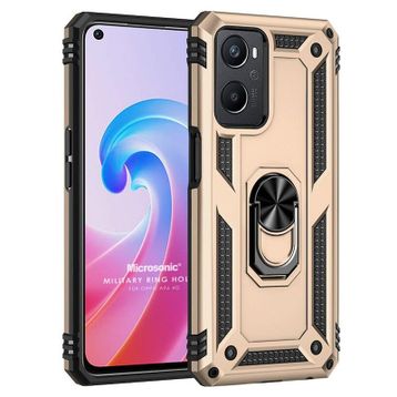 Microsonic Oppo A96 Military Ring Holder Gold Cep Telefonu Kılıfı