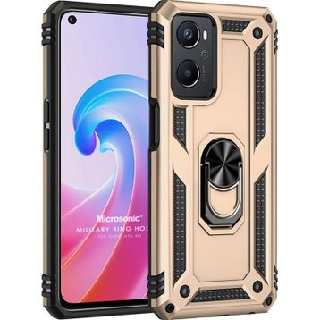 Microsonic Oppo A96 Military Ring Holder Gold Cep Telefonu Kılıfı