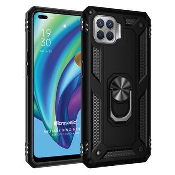 Microsonic Oppo Reno 4 Lite Military Ring Holder Siyah Cep Telefonu Kılıfı