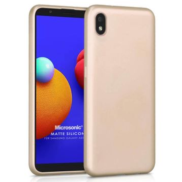 Microsonic Samsung Galaxy A01 Core Matte Silicone Gold Kılıf