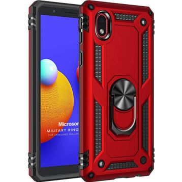 Microsonic Samsung Galaxy A01 Core Military Ring Holder Kırmızı Kılıf