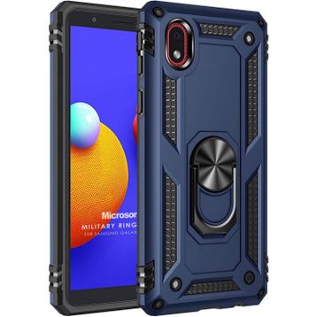 Microsonic Samsung Galaxy A01 Core Military Ring Holder Lacivert Kılıf