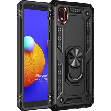 Microsonic Samsung Galaxy A01 Core Military Ring Holder Siyah Kılıf