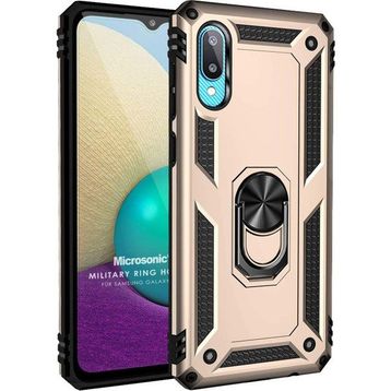 Microsonic Samsung Galaxy A02 Military Ring Holder Gold Cep Telefonu Kılıf