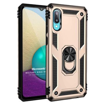 Microsonic Samsung Galaxy A02 Military Ring Holder Gold Cep Telefonu Kılıf
