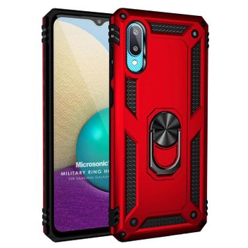 Microsonic Samsung Galaxy A02 Military Ring Holder Kırmızı Kılıf