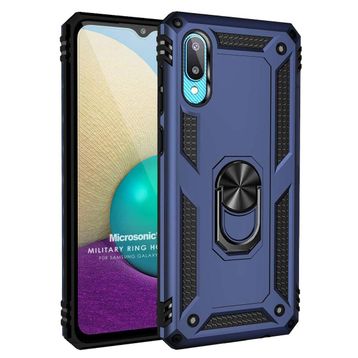 Microsonic Samsung Galaxy A02 Military Ring Holder Lacivert Kılıf