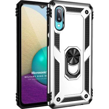 Microsonic Samsung Galaxy A02 Military Ring Holder Lacivert Kılıf
