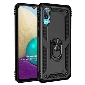 Microsonic Samsung Galaxy A02 Military Ring Holder Siyah Kılıf