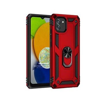 Microsonic Samsung Galaxy A03 Military Ring Holder Kırmızı Kılıf