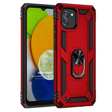 Microsonic Samsung Galaxy A03 Military Ring Holder Kırmızı Kılıf