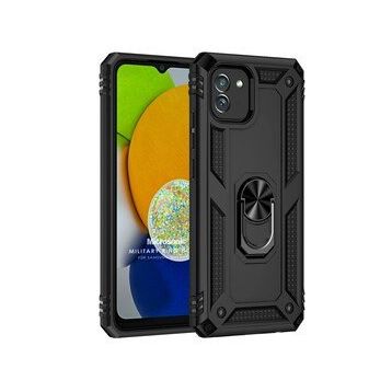 Microsonic Samsung Galaxy A03 Military Ring Holder Siyah Kılıf