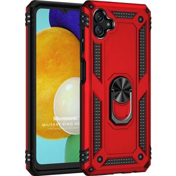 Microsonic Samsung Galaxy A04 Military Ring Holder Kırmızı Kılıf