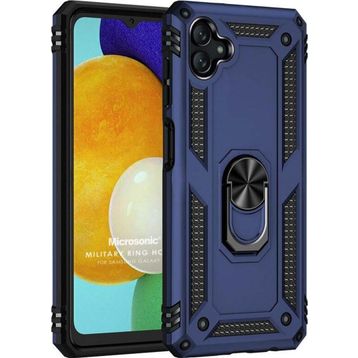 Microsonic Samsung Galaxy A04 Military Ring Holder Lacivert Kılıf