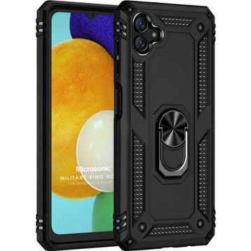 Microsonic Samsung Galaxy A04 Military Ring Holder Siyah Kılıf