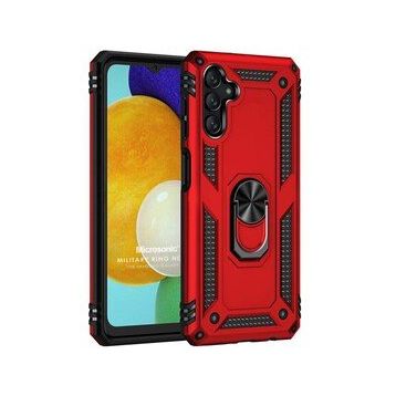 Microsonic Samsung Galaxy A04S Military Ring Holder Kırmızı Kılıf
